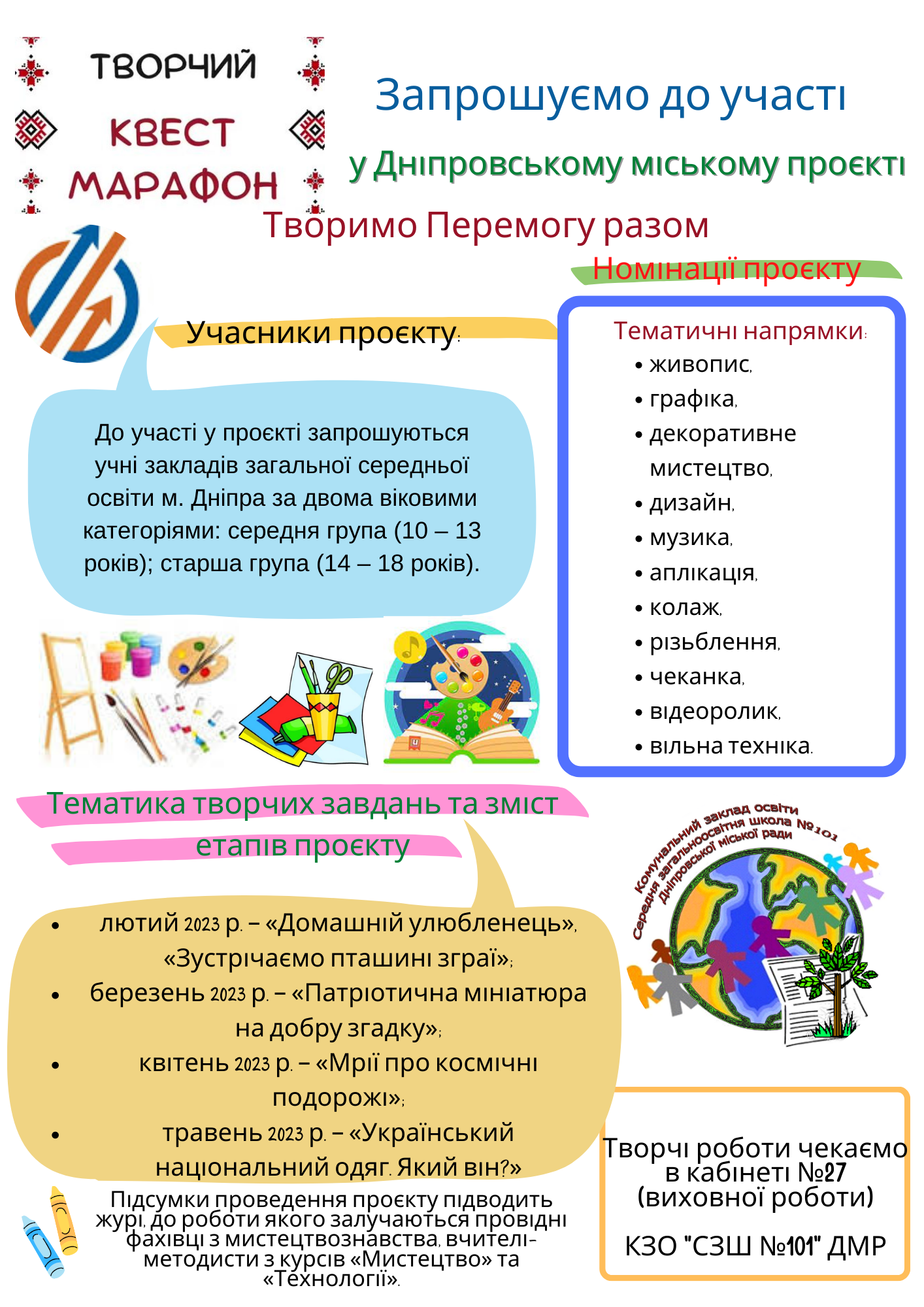 Дніпровський міський проєкт «Творчий квест-марафон» — Творимо Перемогу разом